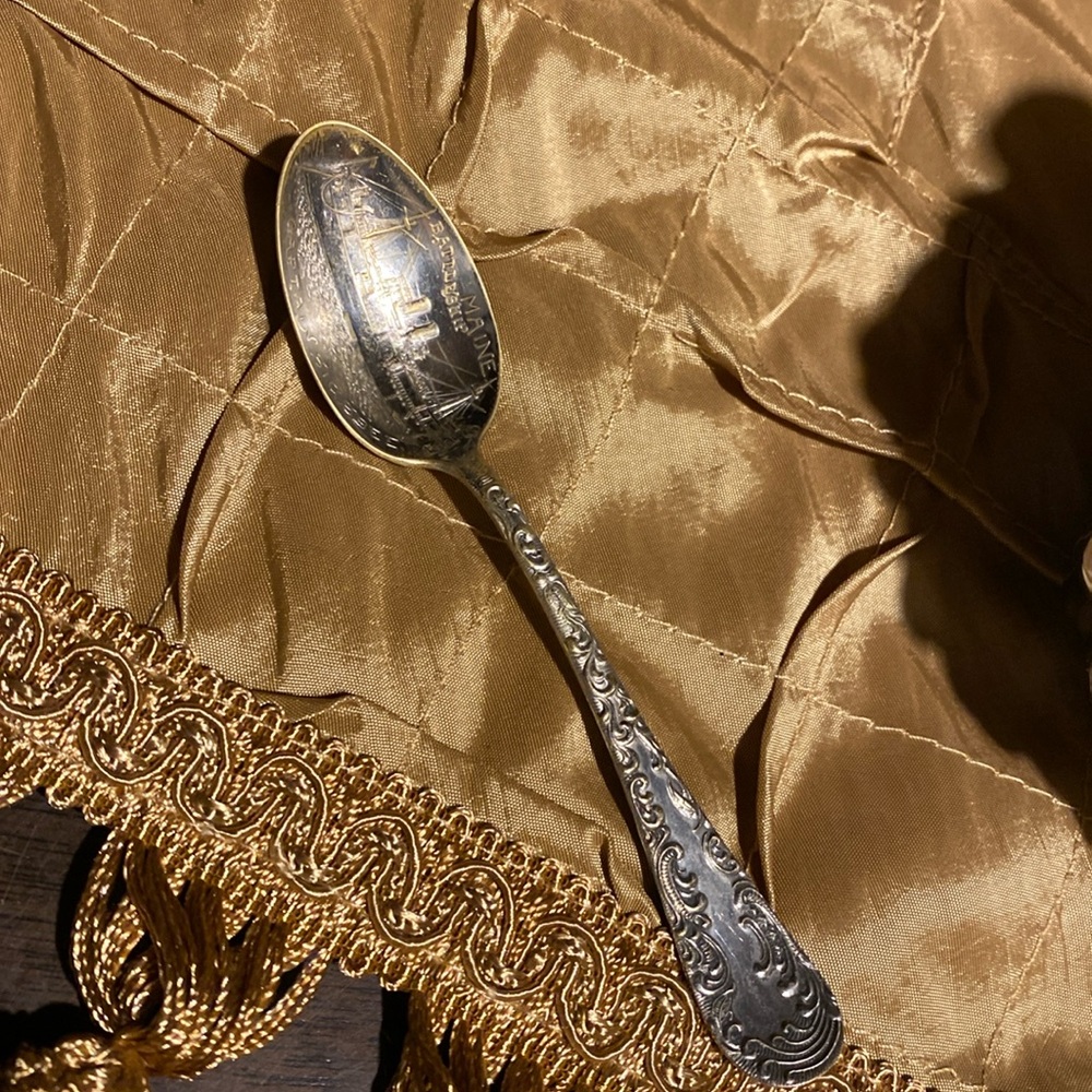 Souvenir spoon, Maine Battleship Captain Sigsbee. Silver plated